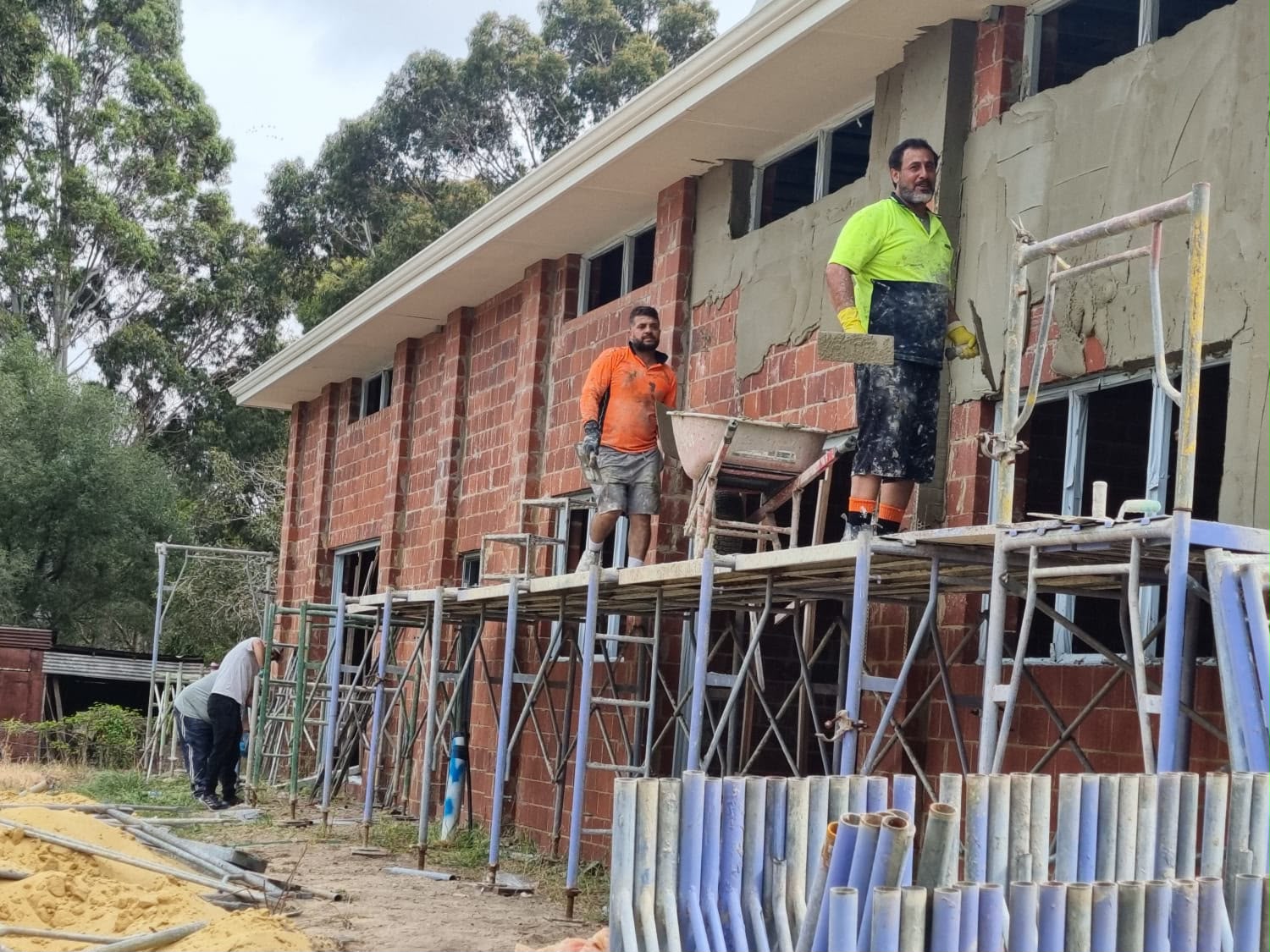 Volunteers building the Husseiniya